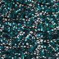 A flat sample of cluster lace sequin in the color black-blue.