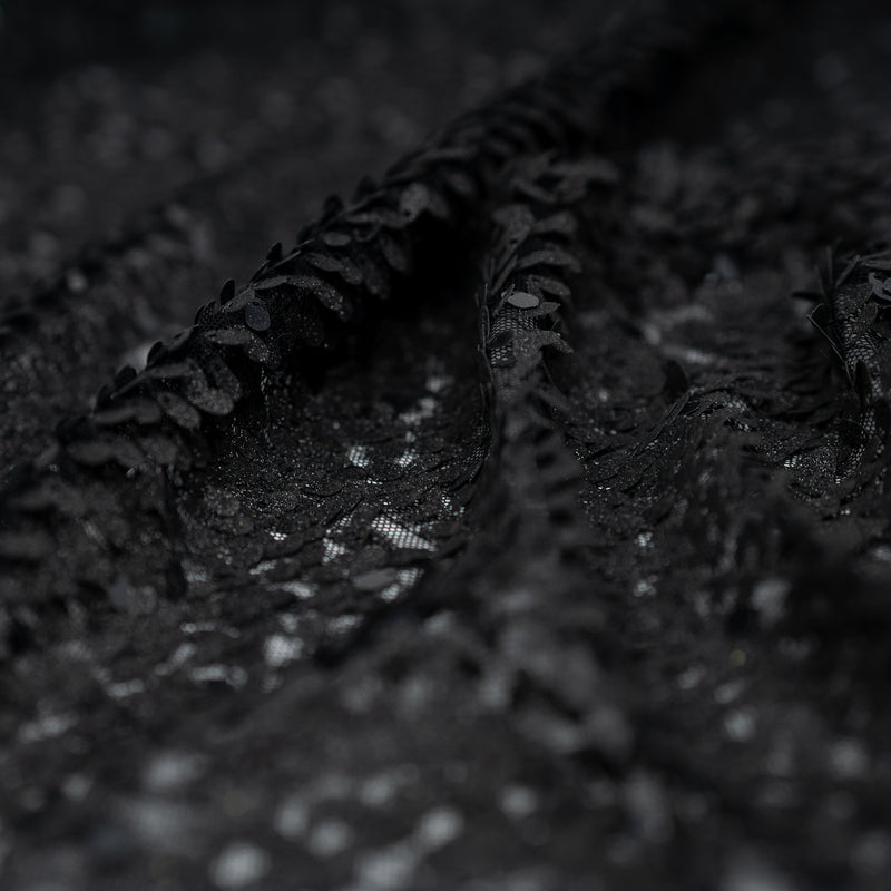 Detailed shot of Dark Shimmer Mesh Sequin in the color Black