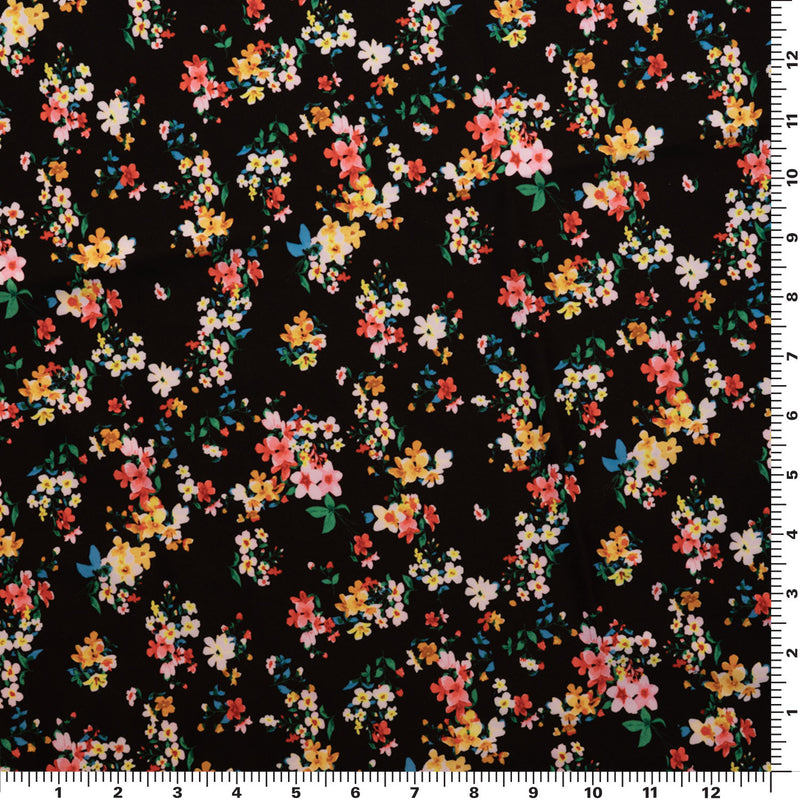 A flat sample of Delicate Wild Flowers Printed Spandex.