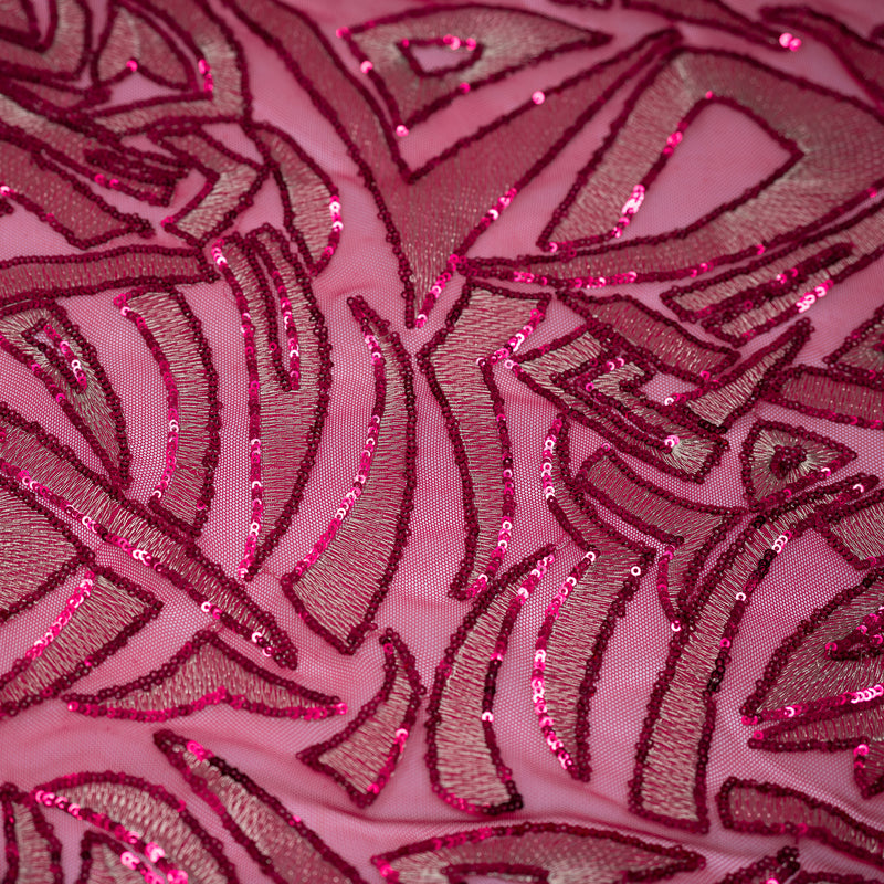 A flat sample of Diana Mesh Sequin in the color Fucshia
