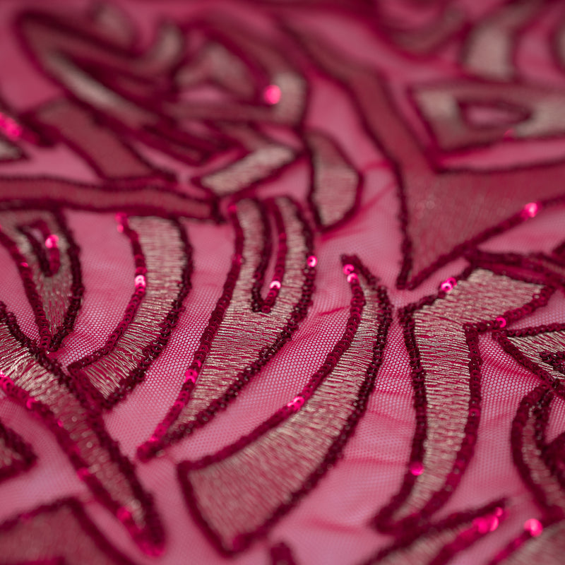 Detailed interior shot of Diana Mesh Sequin in the color Fucshia