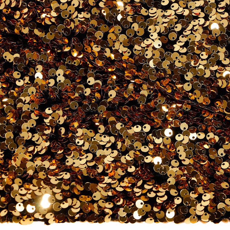A sample of Duchess Stretch Velvet Sequin in the color Black/Gold 