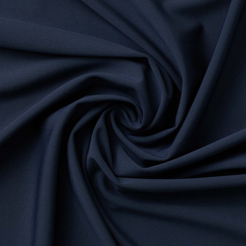A swirled sample of EcoTechFlex recycled polyester spandex in the color Midnight