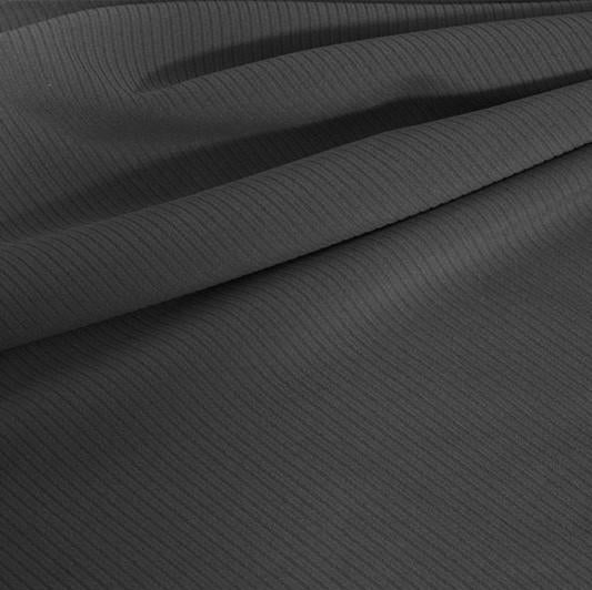 A draped sample of double ribbed spandex in the color slate gray.