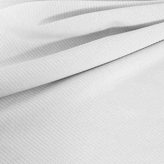A draped sample of double ribbed spandex in the color white.