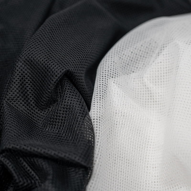 An image of Polyester Mesh Tricot Boardshort and Swim Trunk Lining in the color Black-White 