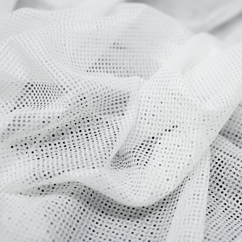 A crumpled piece of Polyester Mesh Tricot Boardshort and Swim Trunk Lining in the color White
