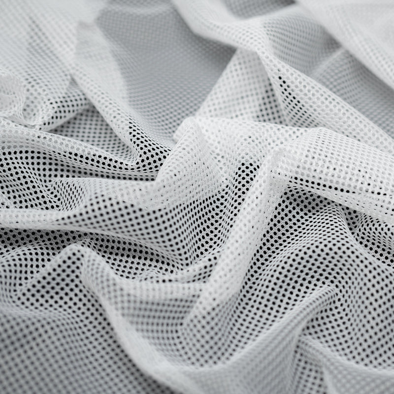 A crumpled piece of Polyester Mesh Tricot Boardshort and Swim Trunk Lining in the color White