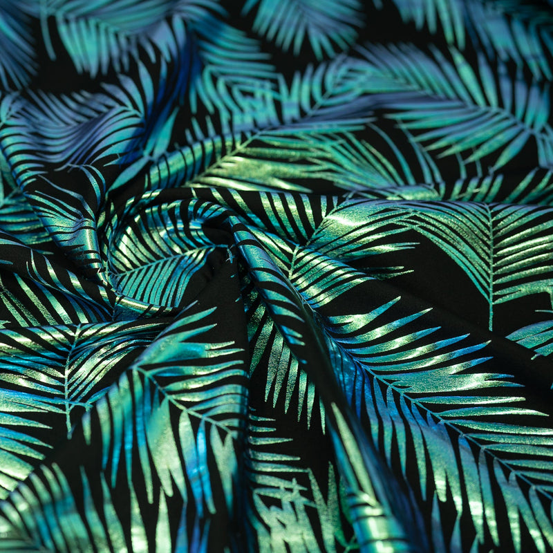 Electric Palm Foil Printed Spandex Fabric