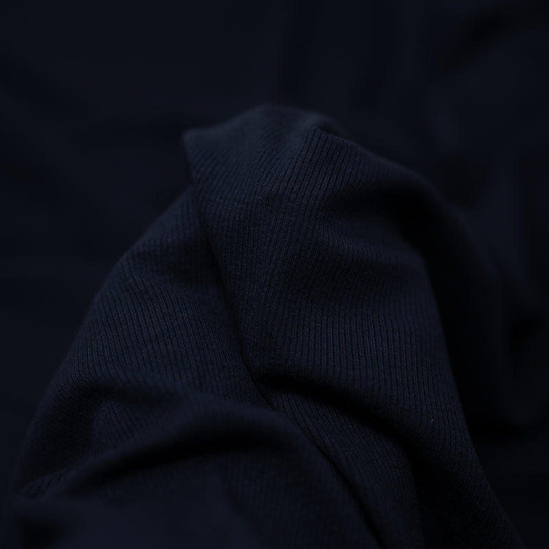 Detailed photograph of Embody Tencel Lyocell Spandex Rib Jersey in the color Marine-Navy