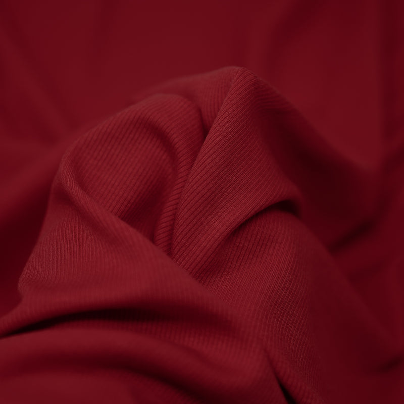 Detailed photograph of Embody Tencel Lyocell Spandex Rib Jersey in the color Red
