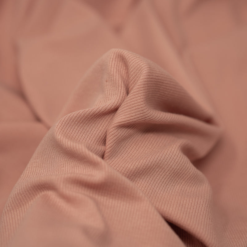 Detailed photograph of Embody Tencel Lyocell Spandex Rib Jersey in the color Rosy-Peach