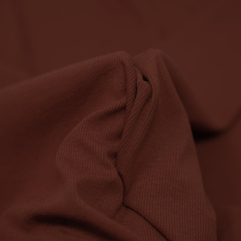 Detailed photograph of Embody Tencel Lyocell Spandex Rib Jersey in the color Pinecone