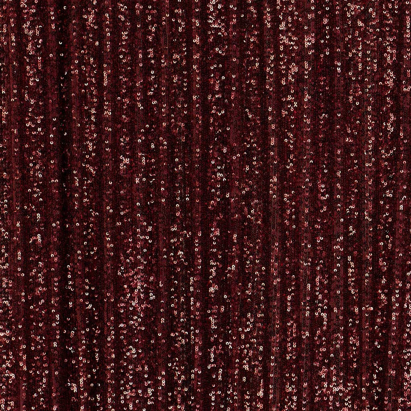 A flat sample of exquisite stretch mesh sequin in the color burgundy available at blue moon fabrics.
