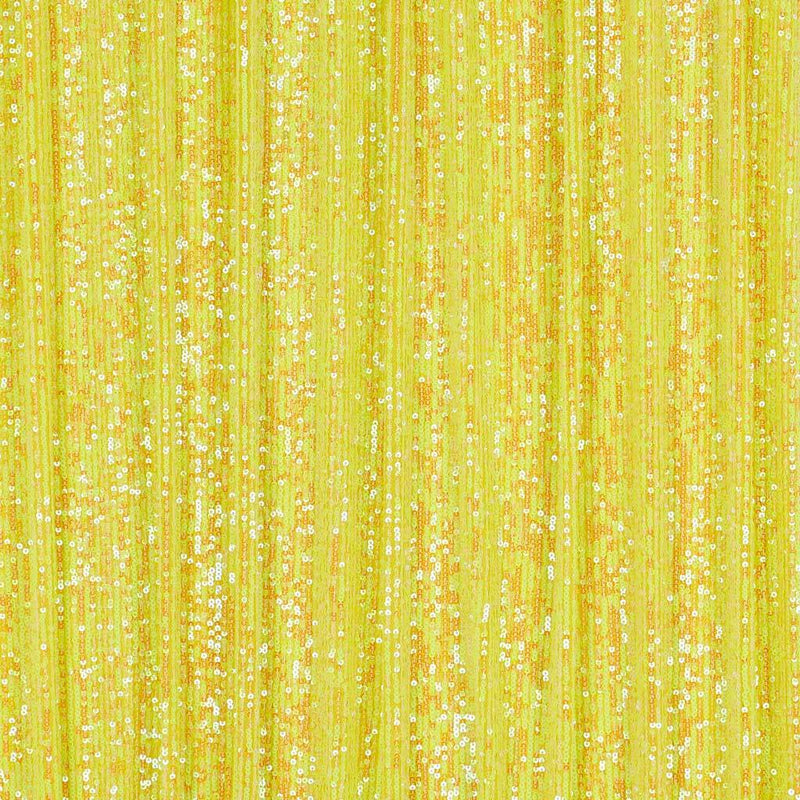 A flat sample of exquisite stretch mesh sequin in the color yellow available at blue moon fabrics.