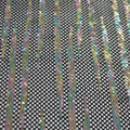 A flat sample of flair stretch mesh sequin in the color black-pastel rainbow.