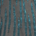 A flat sample of flair stretch mesh sequin in the color black-turquoise.