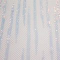 A flat sample of flair stretch mesh sequin in the color white-iridescent.