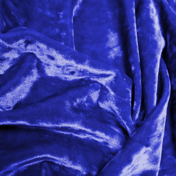 A crumpled pieces of Frozen Crushed Stretch Velvet in the color royal blue