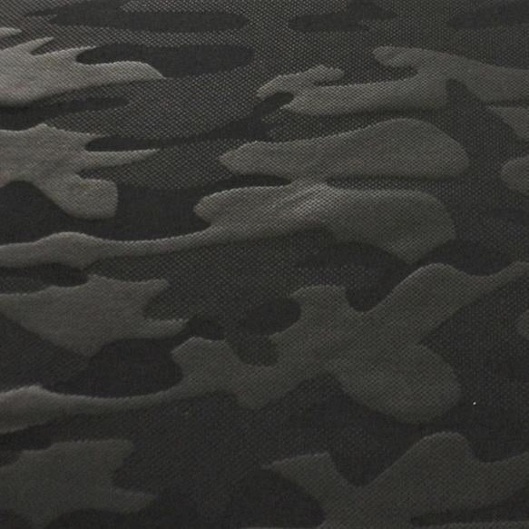 A flat sample of gi jane foil printed superflex in the color matte black.