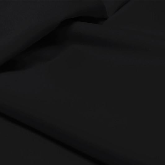 A flat sample of allure polyester spandex in the color black.