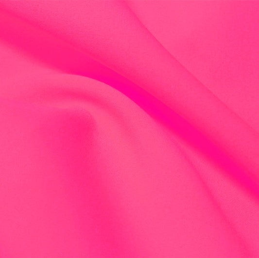A flat sample of flexfilt recycled polyester spandex in the color knockout pink .