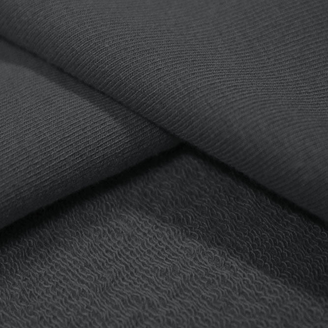 A sample of Balance Cotton Modal Terry Spandex Fabric in the color slate gray
