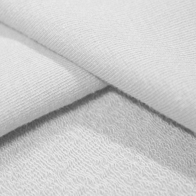 A sample of Balance Cotton Modal Terry Spandex Fabric in the color white