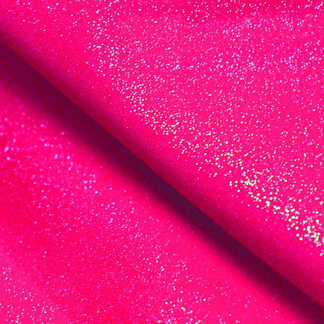 A flat sample of glitz shiny spandex in the color famous/silver.