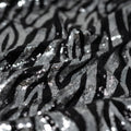 Close up detail of Heidi Zebra Spandex Sequin in Black and Silver.