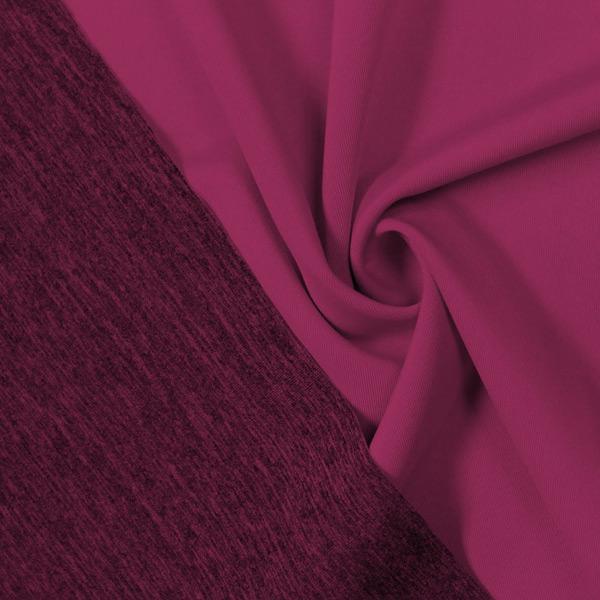 A swirled piece of Karma Double-Sided Heather Spandex in the color wine.