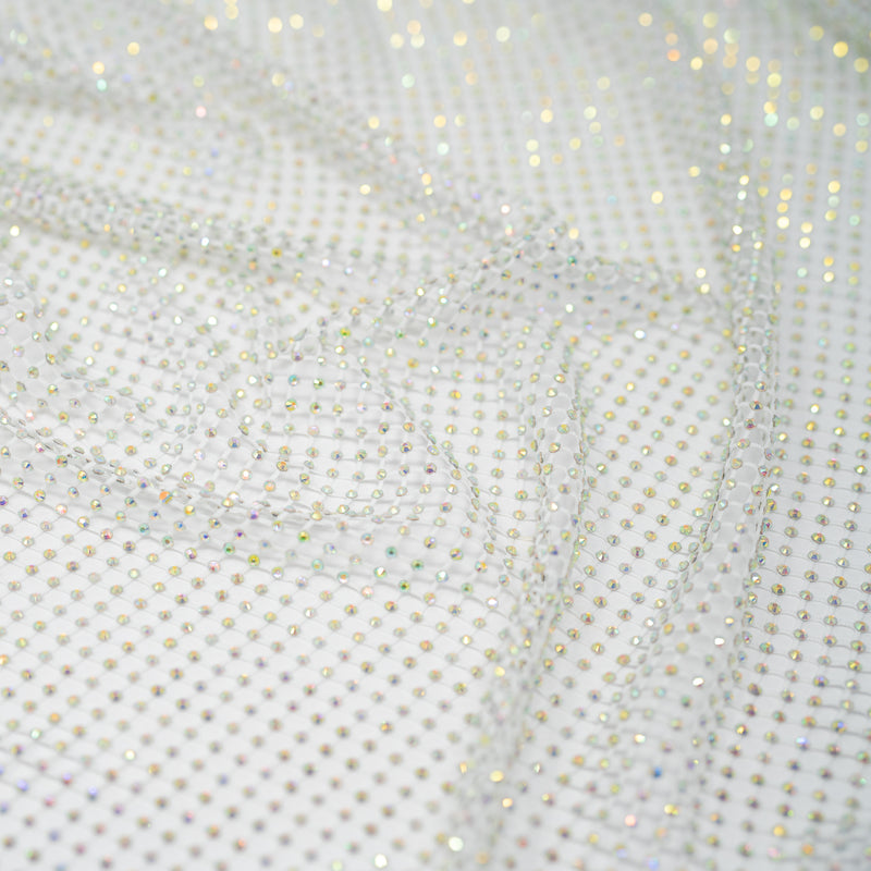 Detailed shot of Enigma Diamond Fishnet in the color White-Rainbow