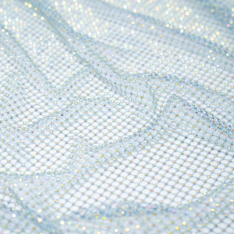 A crumpled piece of Enigma Diamond Fishnet in the color Baby-Blue-Rainbow