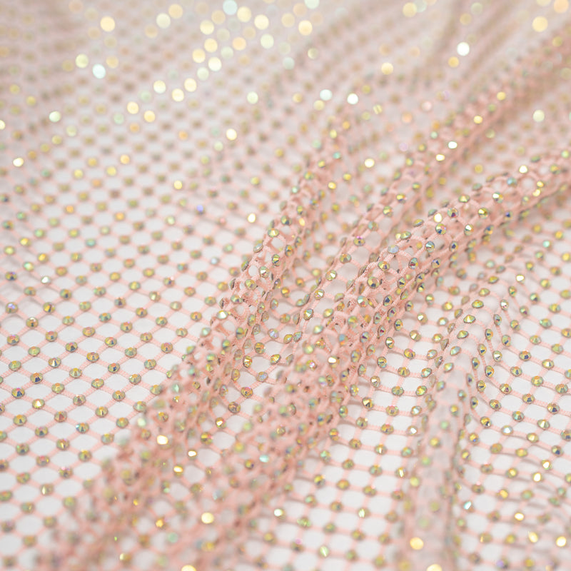 Detailed shot of Enigma Diamond Fishnet in the color Baby-Pink-Rainbow 