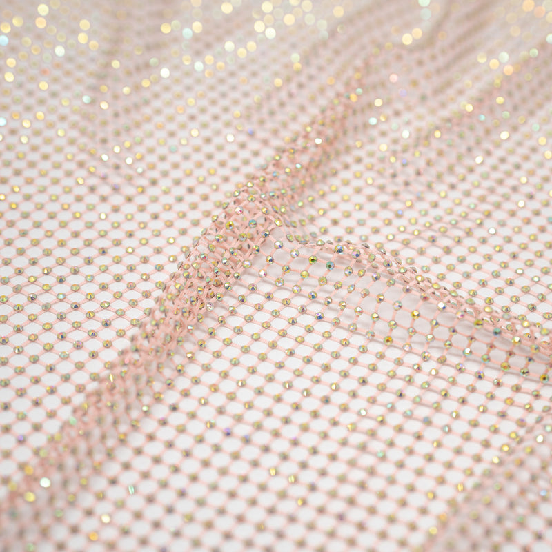 Detailed shot of Enigma Diamond Fishnet in the color Baby-Pink-Rainbow