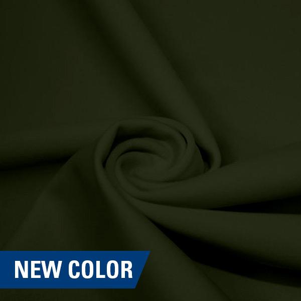 A swirled piece of matte nylon spandex fabric in the color dusty olive.