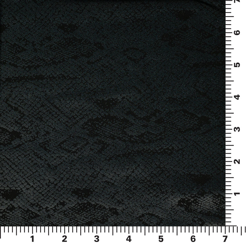 Scale image of pattern on Medusa Snake Skin Foil Printed Spandex in the color Black