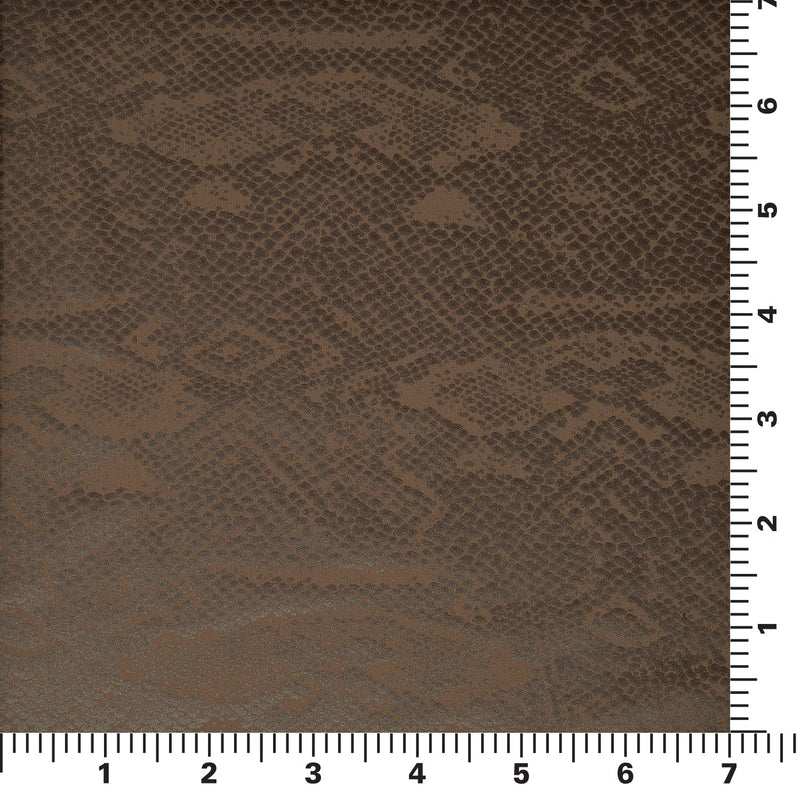 Scale image of pattern on Medusa Snake Skin Foil Printed Spandex in the color Brown