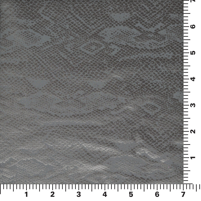 Scale image of pattern on Medusa Snake Skin Foil Printed Spandex in the color Grey