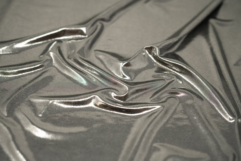 Detailed shot of Mercury Titanium Foiled Spandex in Black/Silver.