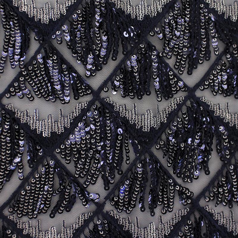 A flat sample of monroe mesh sequin in the color navy.