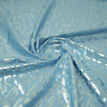 Detailed shot of Madagascar Foiled Spandex in color Blue/Blue Tonal.