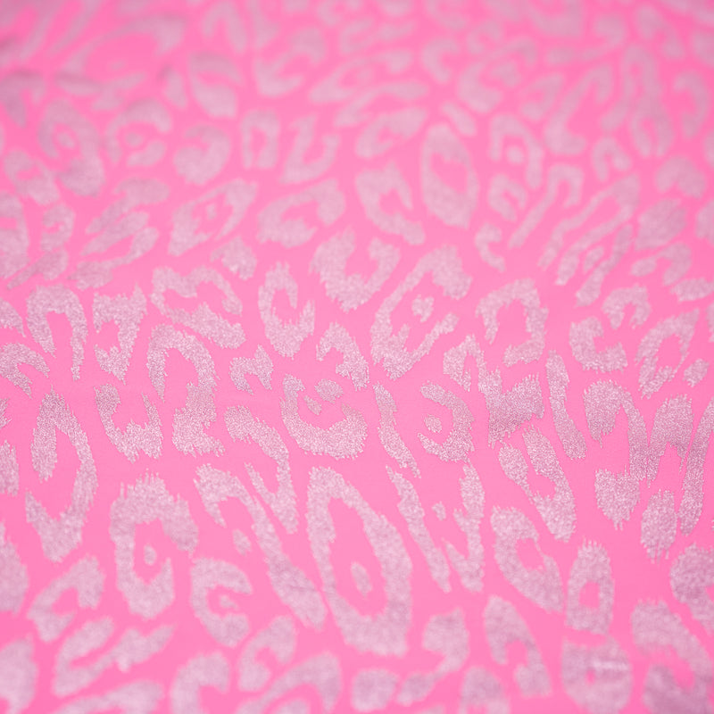 Detailed shot of Madagascar Foiled Spandex in color Pink/Pink.