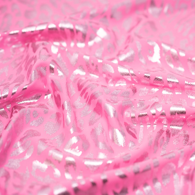 Detailed shot of Madagascar Foiled Spandex in color Pink/Pink.