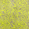 A flat sample of Neon Tiger Printed Spandex in the color Lemon Lime.
