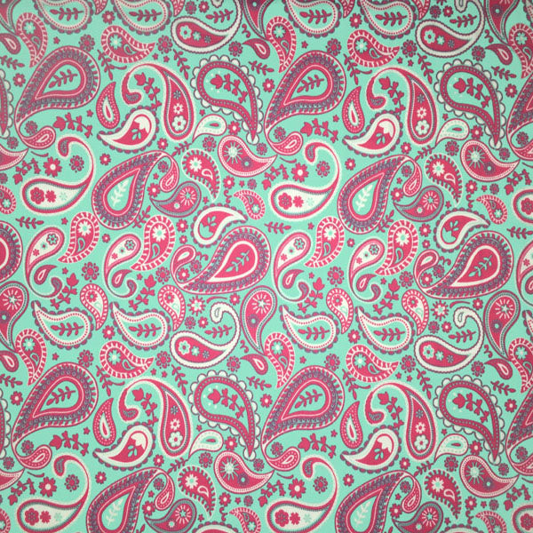 A flat sample of Groovy Paisley Printed Spandex.