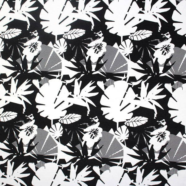 A flat sample of Layered Palms Printed Spandex.