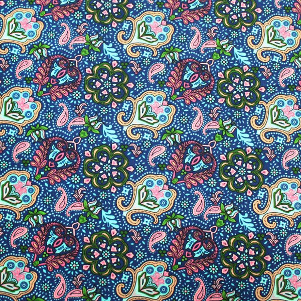 Paisley Hamsa Printed Spandex | Blue Moon Fabrics