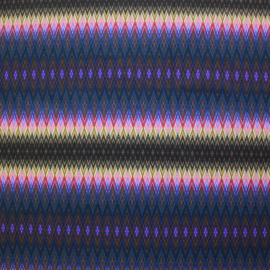 A flat sample of Fun Tribal Stripe Printed Spandex.