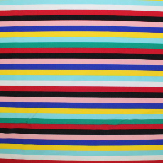 A flat sample of Vibrant Summer Stripes Printed Spandex.